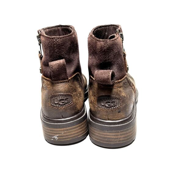 Ugg Women's EUC Brown Suede Leather Harrison Short Zip Boot Bootie Size 7 - Picture 4 of 5